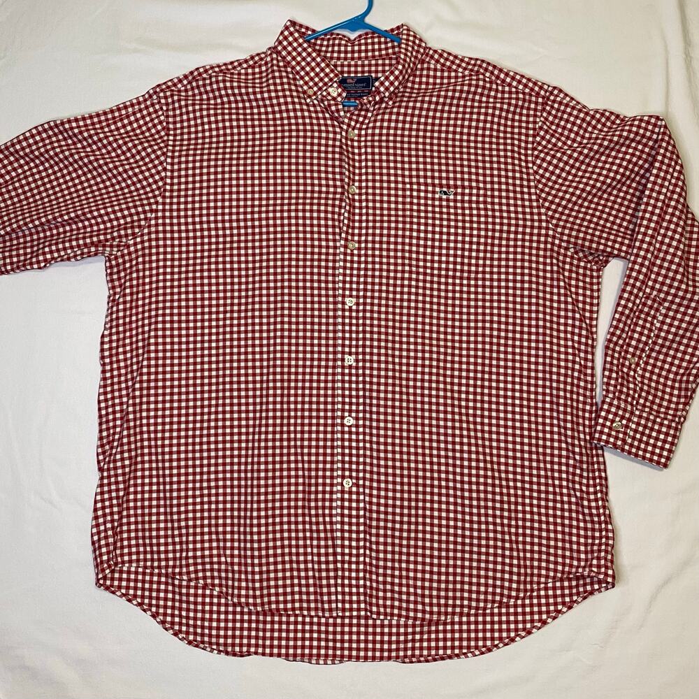 Vineyard Vines Men's XXL Classic Fit Tucker Shirt Long Sleeve Red White Gingham